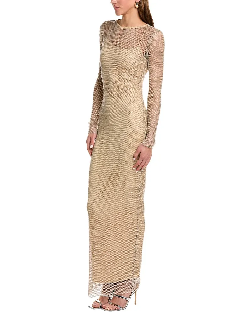 Rare London Diamante Maxi Dress Tan