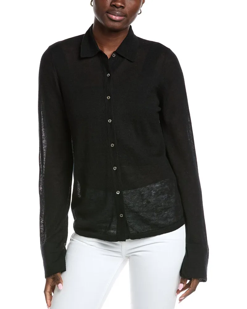 Autumn Cashmere Sheer Cashmere Shirt Black
