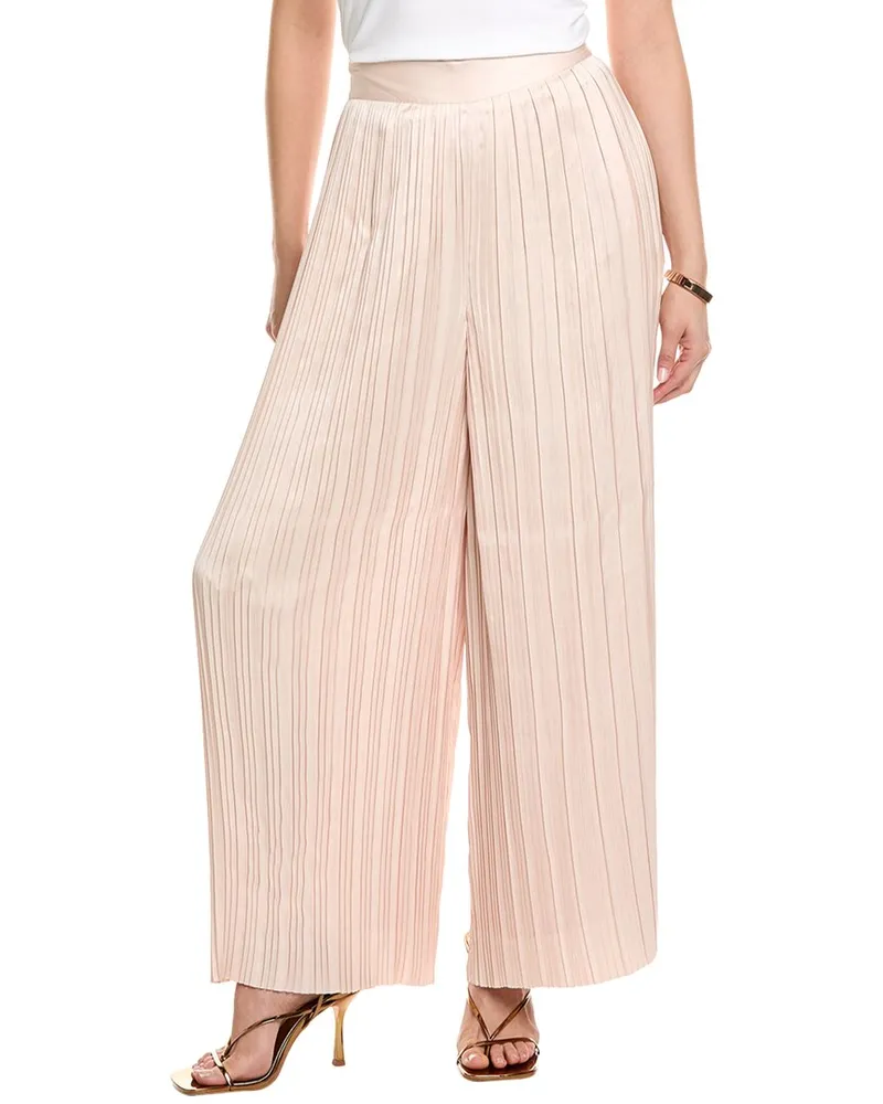 Elie Tahari Pull-On Pleated Wide Leg Pant Pink