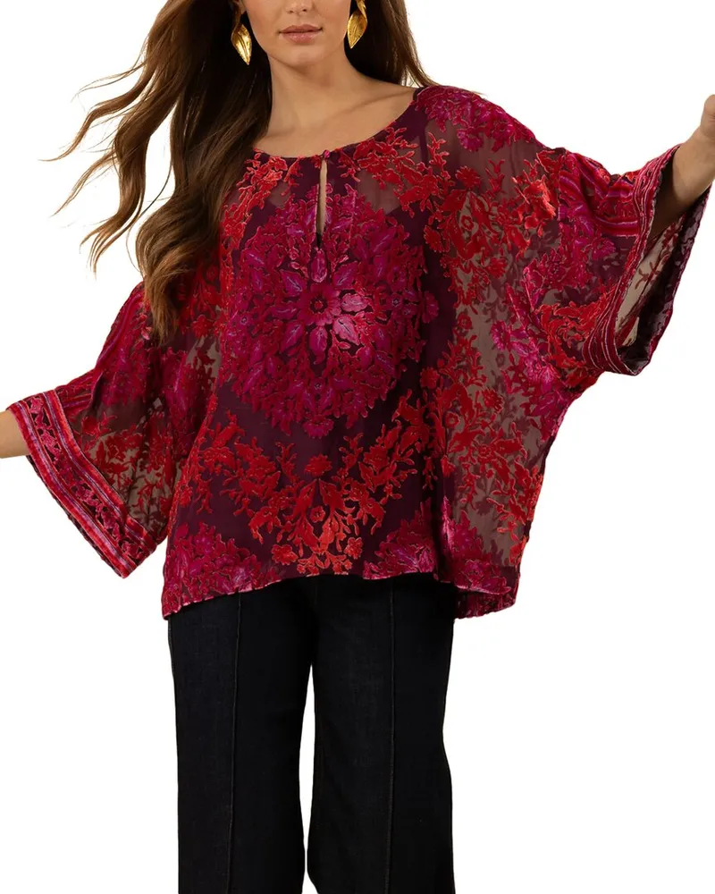 Hale Bob Briar Silk-Blend Top Pink