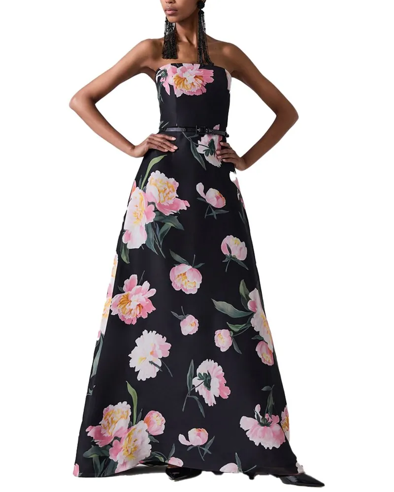 Carolina Herrera New York Strapless Silk A-Line Gown Black