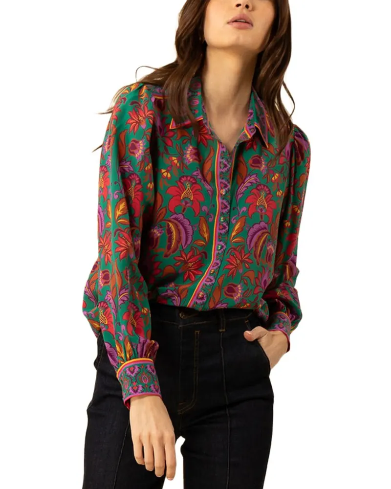 Hale Bob Paris Button Down Silk Shirt Nocolor
