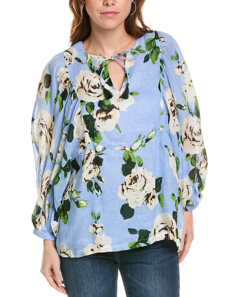 Samantha Sung Linen Blouse Blue