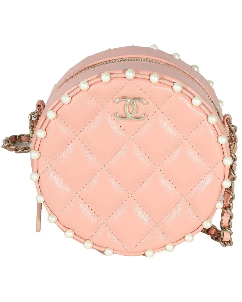 Chanel Pink Quilted Calfskin Pearl Round Clutch With Chain (Authentic Pre-  Loved Nocolor