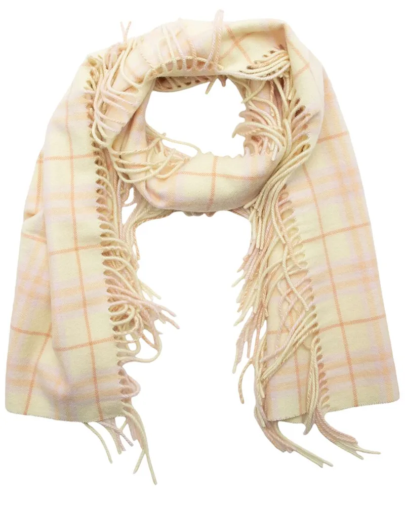Burberry Cashmere Vintage Check Fringed Scarf (Authentic Pre-Loved Nocolor