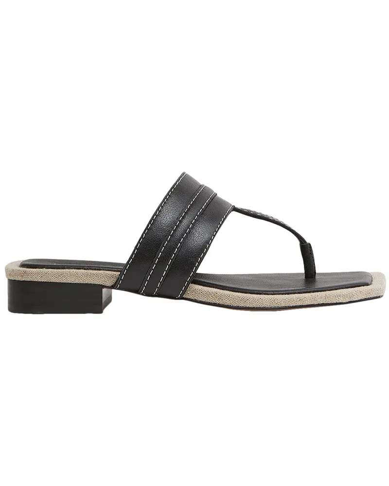 Reiss Quinn Leather Thong Sandal Black
