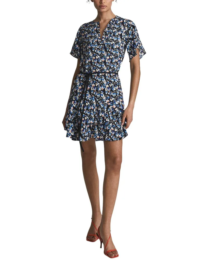 Reiss Lulu Ditsy Flippy Dress Blue