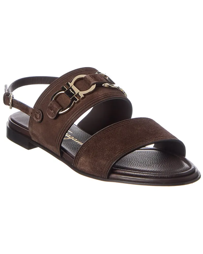 Ferragamo Chaim Suede Sandal Brown