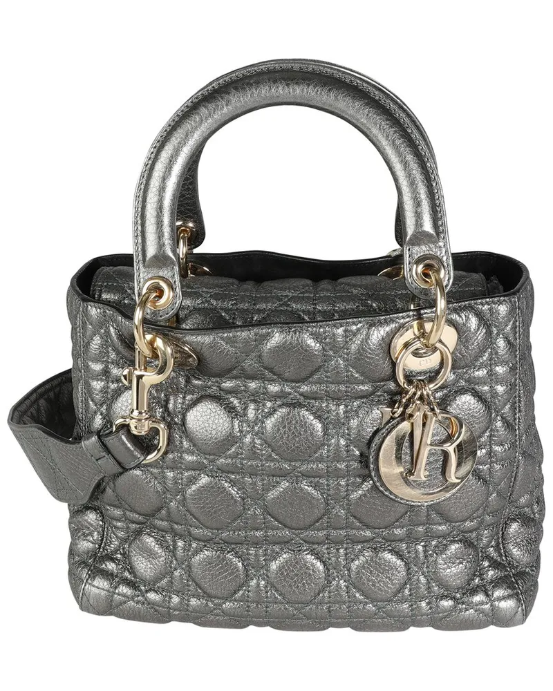 Dior Green Leather Medium Lady Dior Tote (Authentic Pre-Loved Nocolor