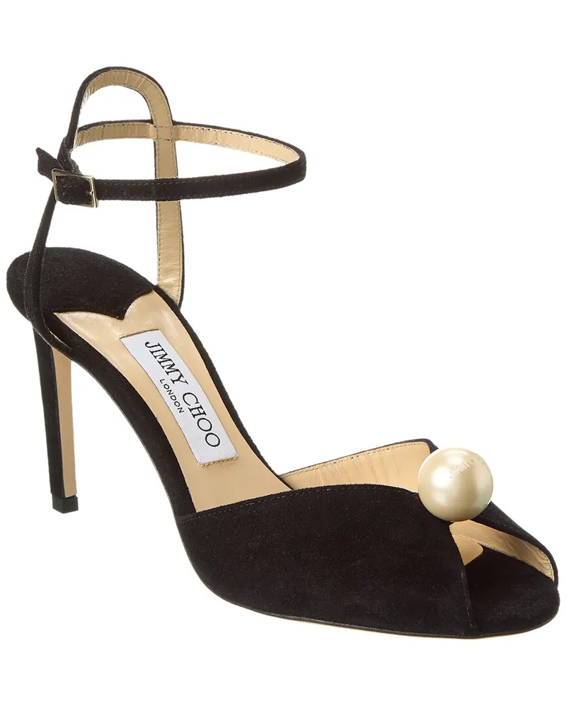 Jimmy Choo Sacora 85 Suede Sandal Black