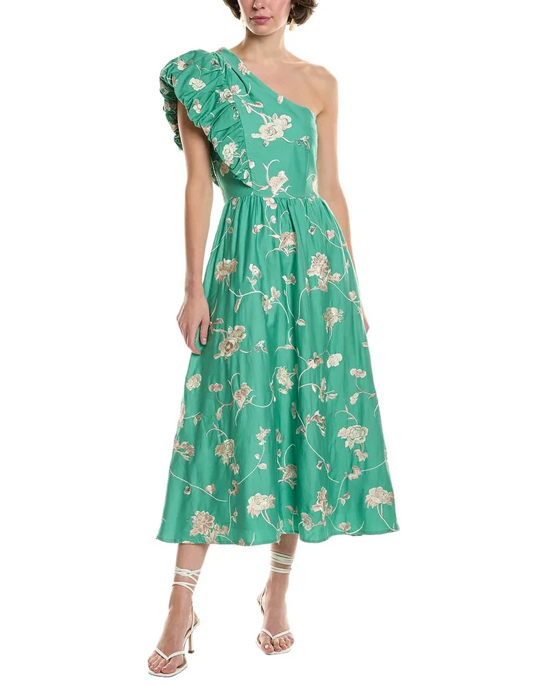 Sea One-Shoulder Midi Dress Green