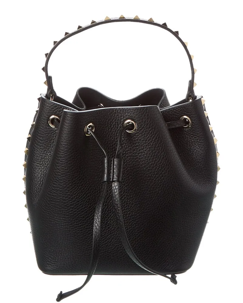 Valentino Garavani Rockstud Grainy Leather Bucket Bag (Authentic Pre-Loved Nocolor