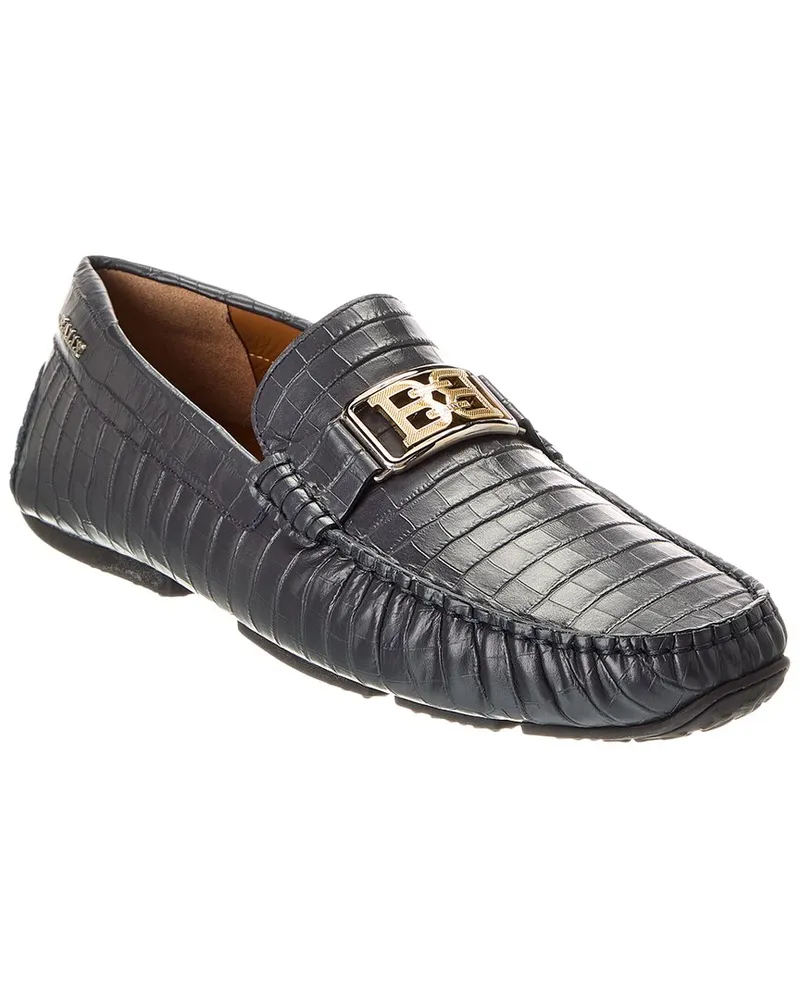Bally Palan Croc-Embossed Leather Loafer Blue