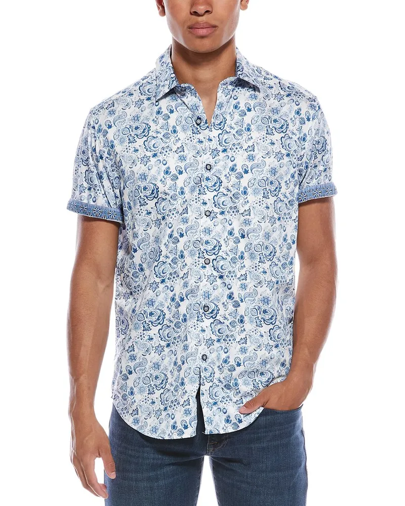 Robert Graham Harnett Classic Fit Woven Shirt Blue