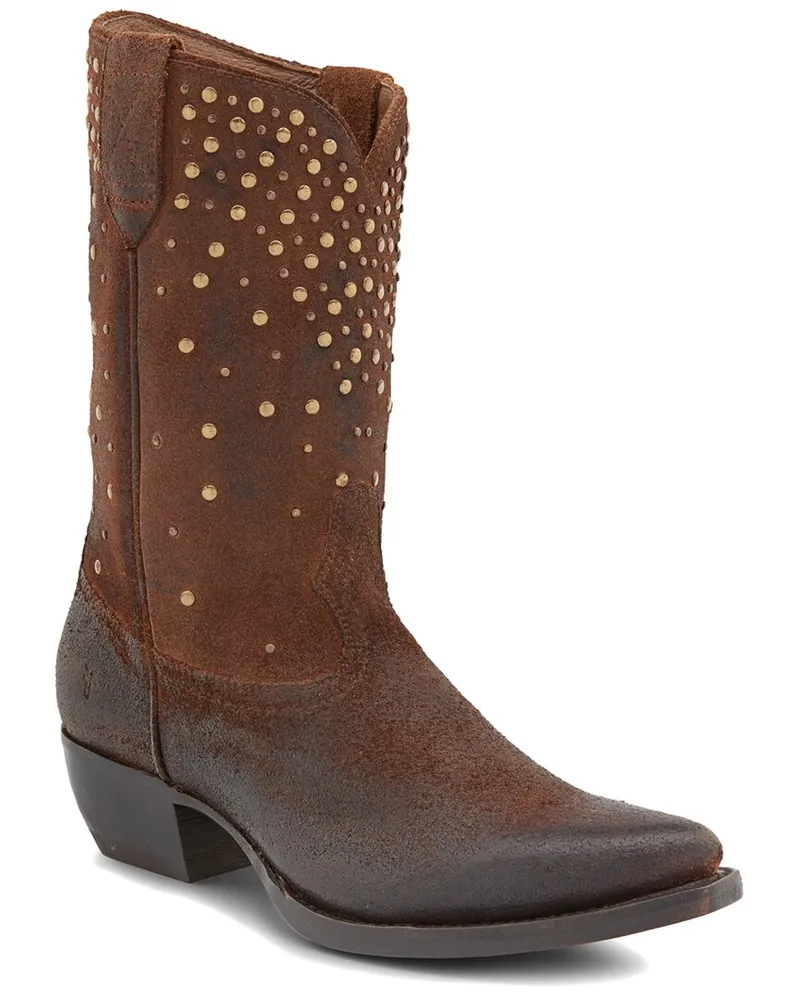 Frye Sacha Mid Stud Suede Boot Brown