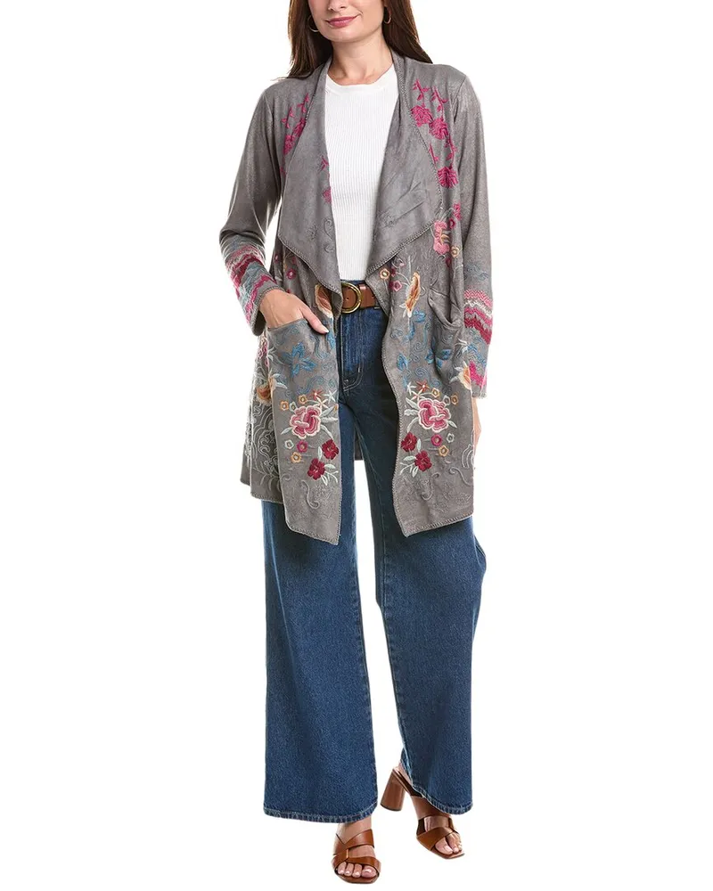 Johnny Was Biya Metallic Sweater Grey
