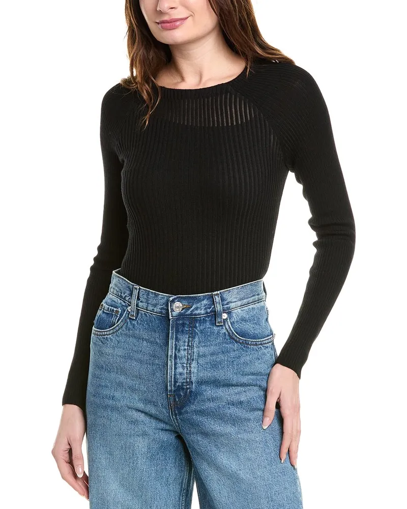 Rag & Bone Dorit Shadow Stripe Wool-Blend Sweater Black