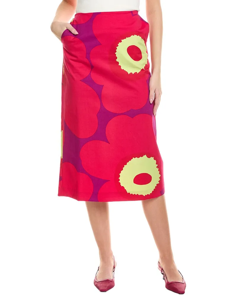 Marimekko Olemus Unikko Midi Skirt Pink