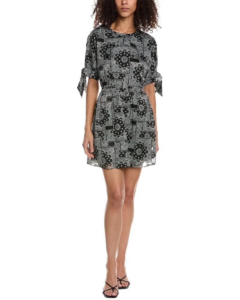 The Kooples Tie Sleeve Silk Mini Dress Black
