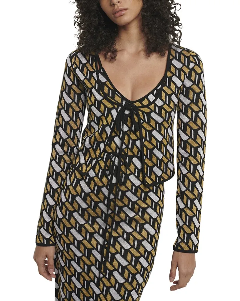 Derek Lam Carrie Crop Tie Wool-Blend Cardigan Nocolor