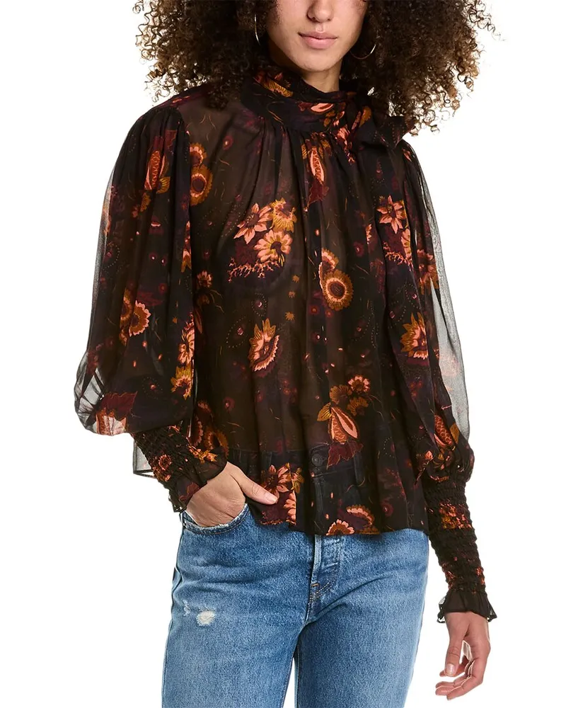 Ulla Johnson Lesli Silk Blouse Blue