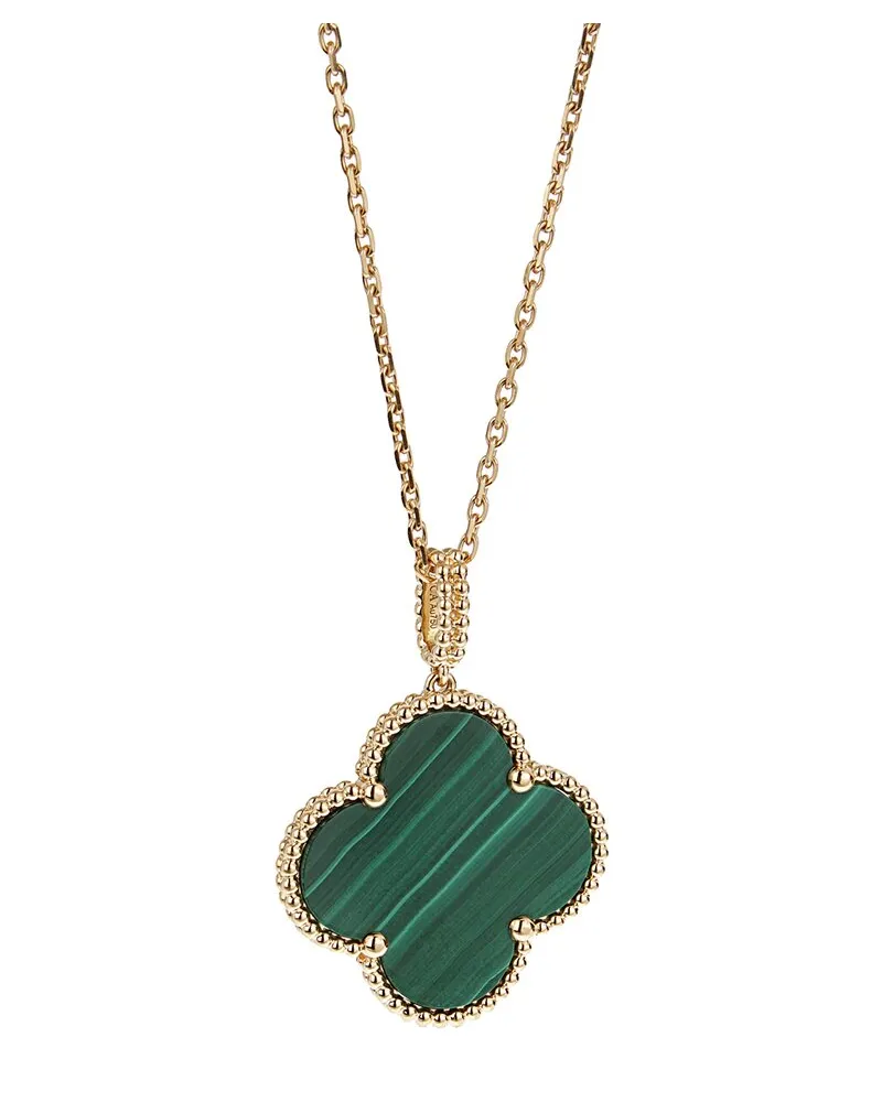Van Cleef & Arpels 18K Rose Gold Malachite Magic Alhambra Necklace (Authentic  Pre-Loved Nocolor