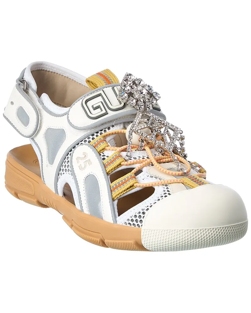 Gucci Leather & Mesh Sandal White