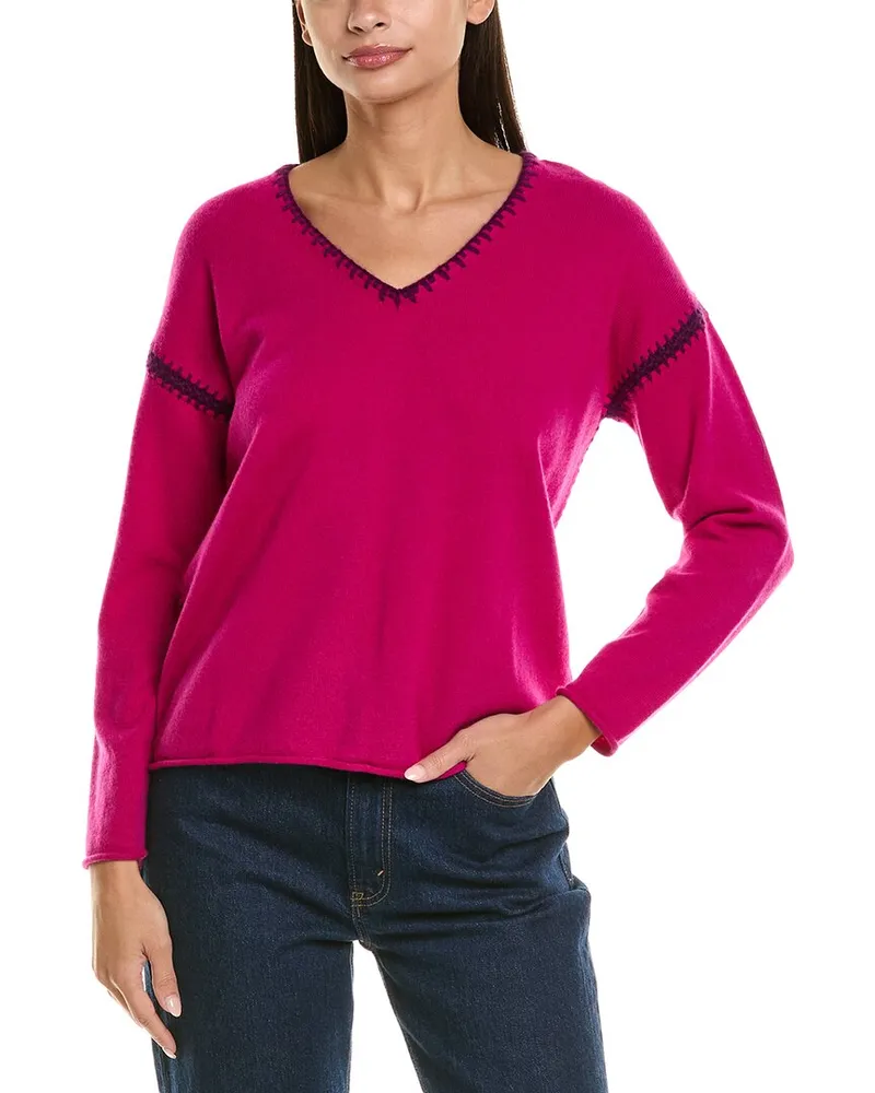 Johnny Was Petite Wool & Cashmere-Blend Pullover Purple