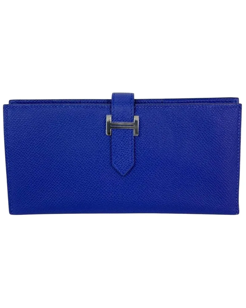 Hermès Blue Leather Long Epson Bearn Gusset Wallet (Authentic Pre-Loved Nocolor