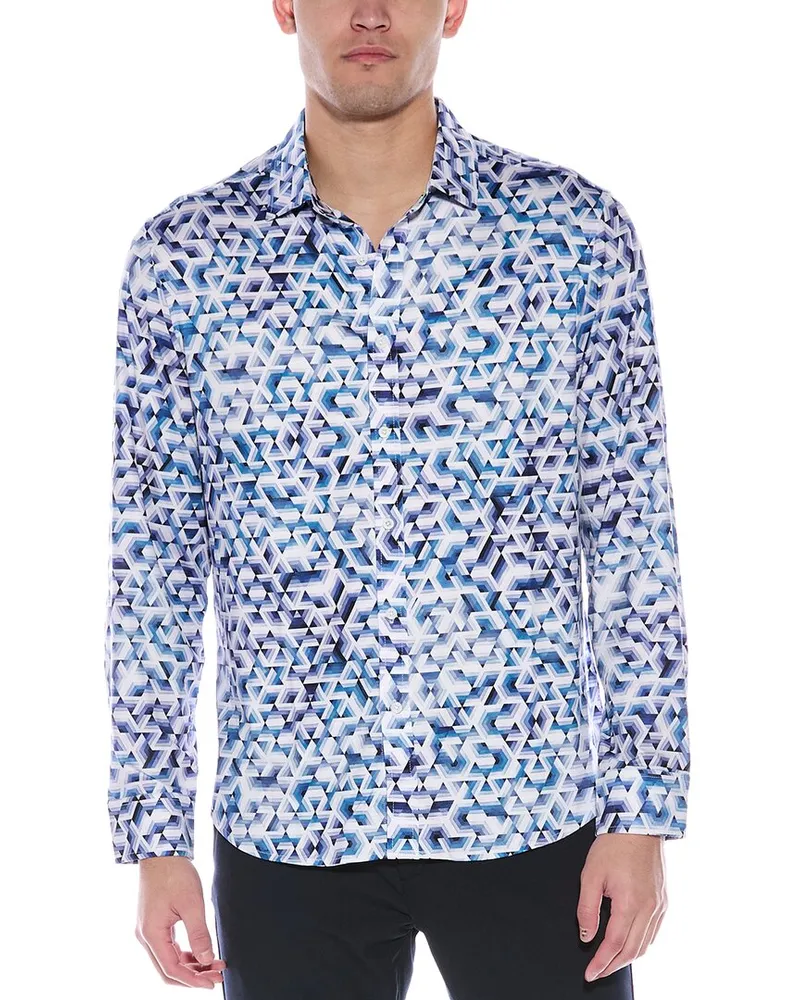 Robert Graham Malvey Classic Fit Knit Shirt Blue