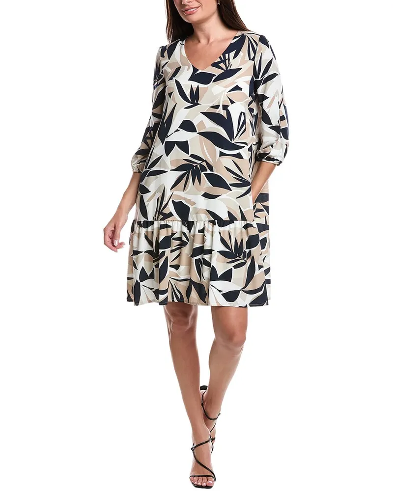 Joseph Ribkoff Ruffle Hem Shift Dress Beige