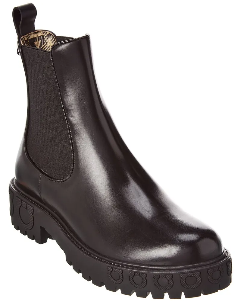 Ferragamo Varsi Leather Bootie Black