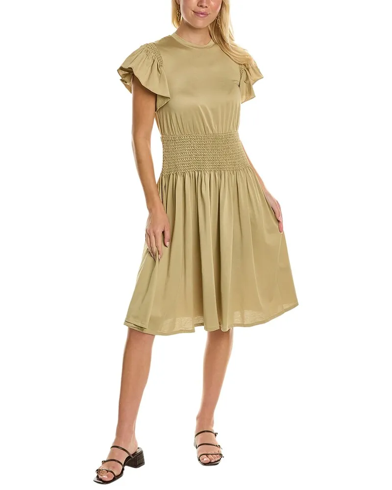 Rebecca Taylor Flutter Sleeve Dress Green