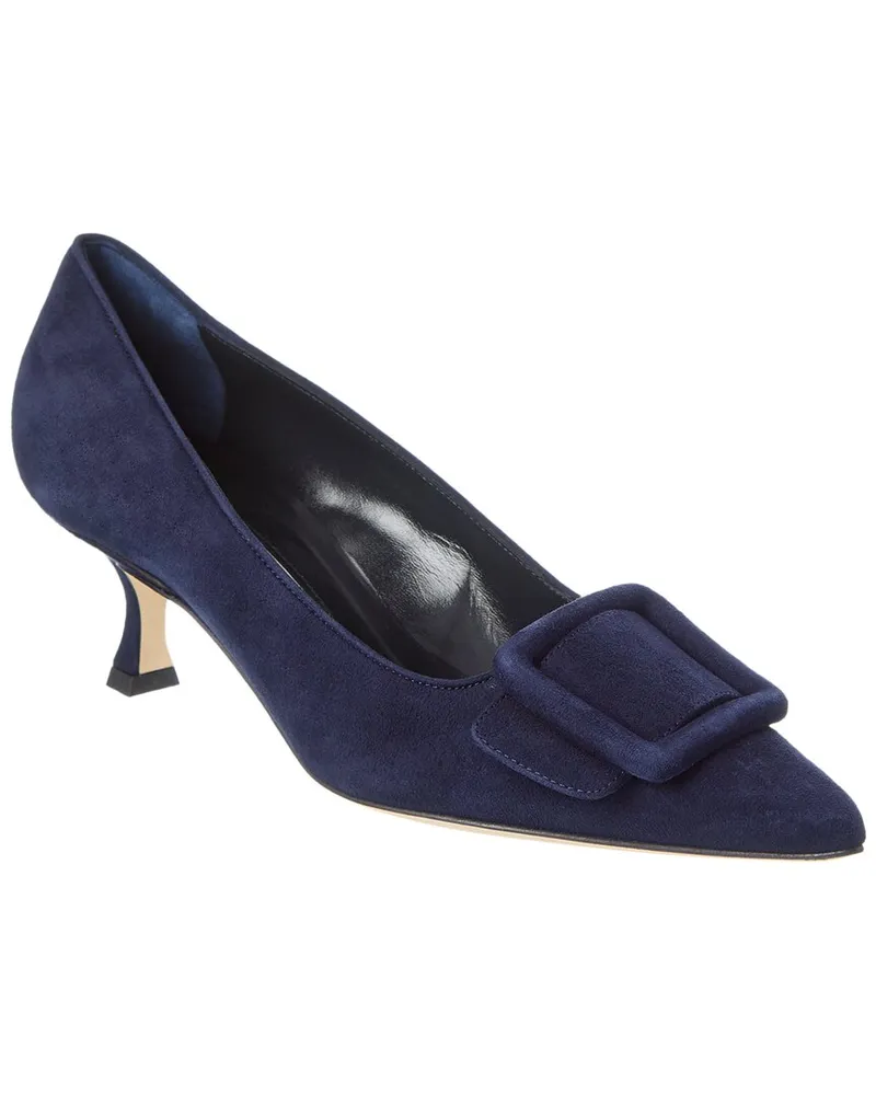 Manolo Blahnik Maysale 50 Suede Pump Blue