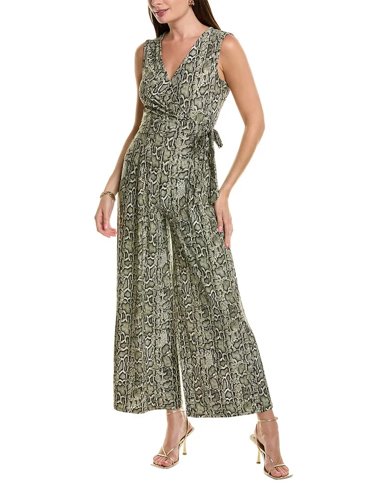 Anne Klein Classic Wrap Jumpsuit Green