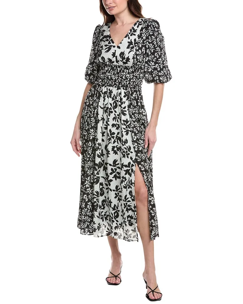 taylor Yoryu Jacquard Midi Dress Black
