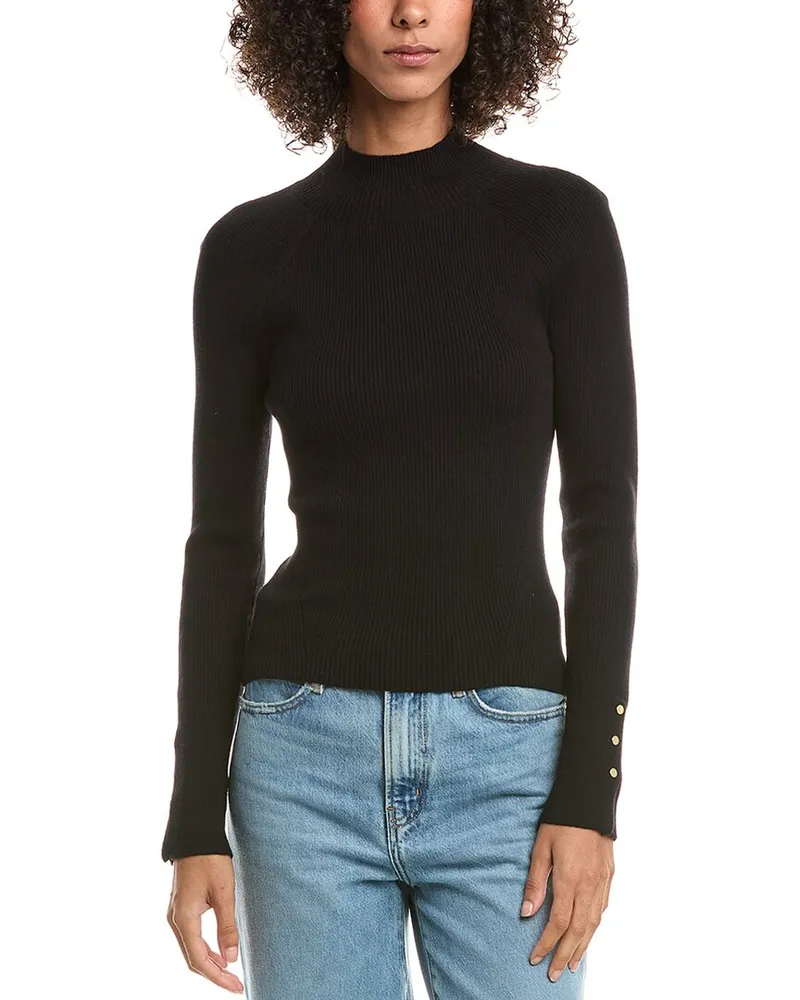 Derek Lam Kassandra Mock Neck Wool-Blend Sweater Black