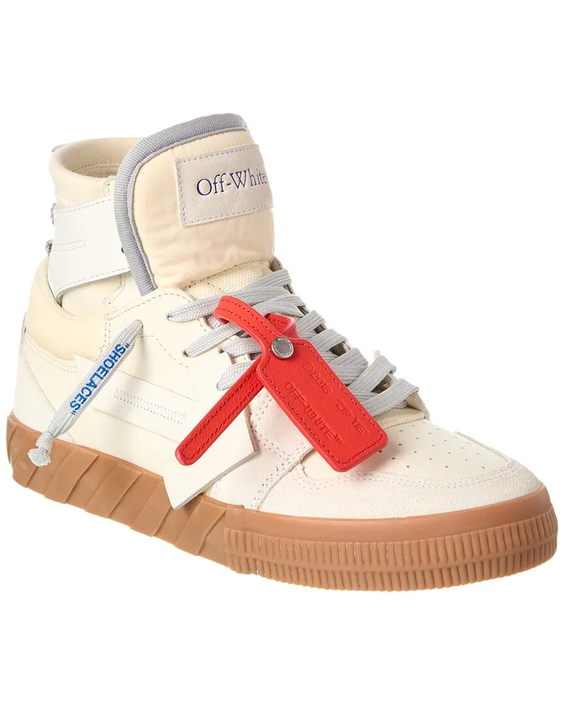 OFF-WHITE Off-White™ Floating Arrow Leather & Suede High Top Sneaker White