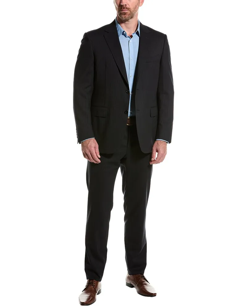 Canali Wool Suit with Flat Front Pant Black