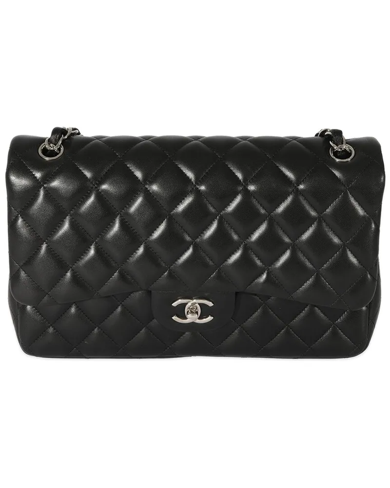 Chanel Black Quilted Lambskin Jumbo Classic Double Flap (Authentic Pre-Loved Nocolor