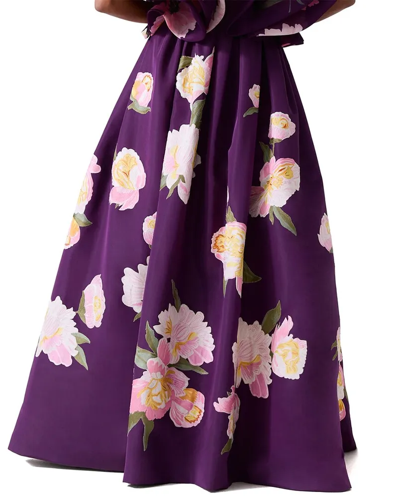 Carolina Herrera New York Embellished Silk Ball Skirt Purple