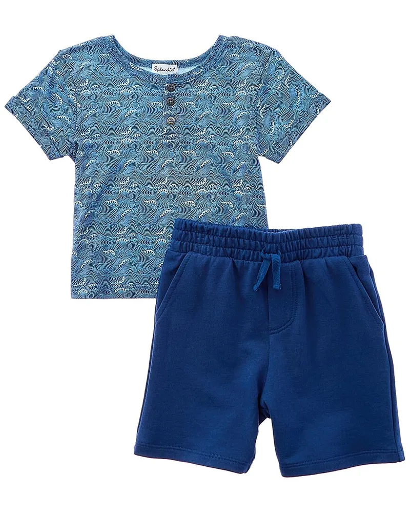 Splendid 2pc Retro Wave Shirt & Short Set Nocolor