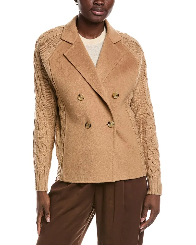 Max Mara Micio Wool & Cashmere-Blend Jacket Brown
