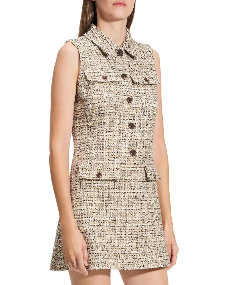 Theory Mix Tweed Military Mini Dress Nocolor