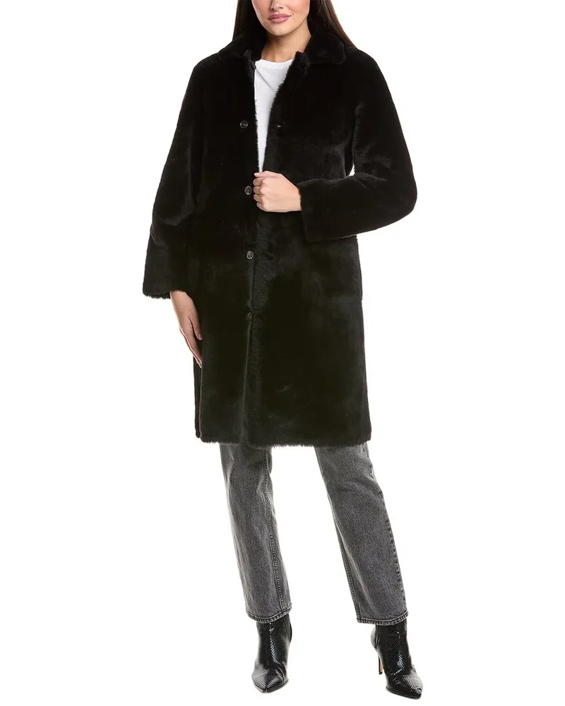 AllSaints Serra Reversible Shearling Coat Black