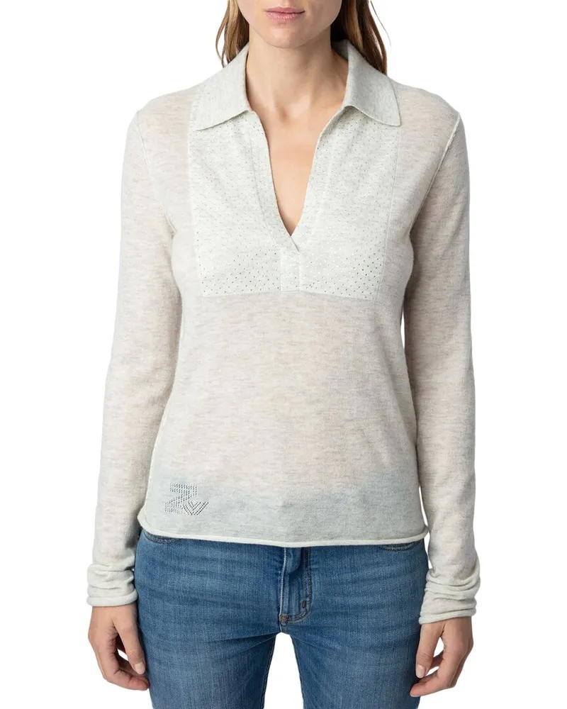 Zadig & Voltaire Sally Cp Strass Cashmere Sweater Tan