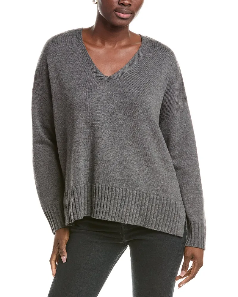 Eileen Fisher V Neck Box Top Gray