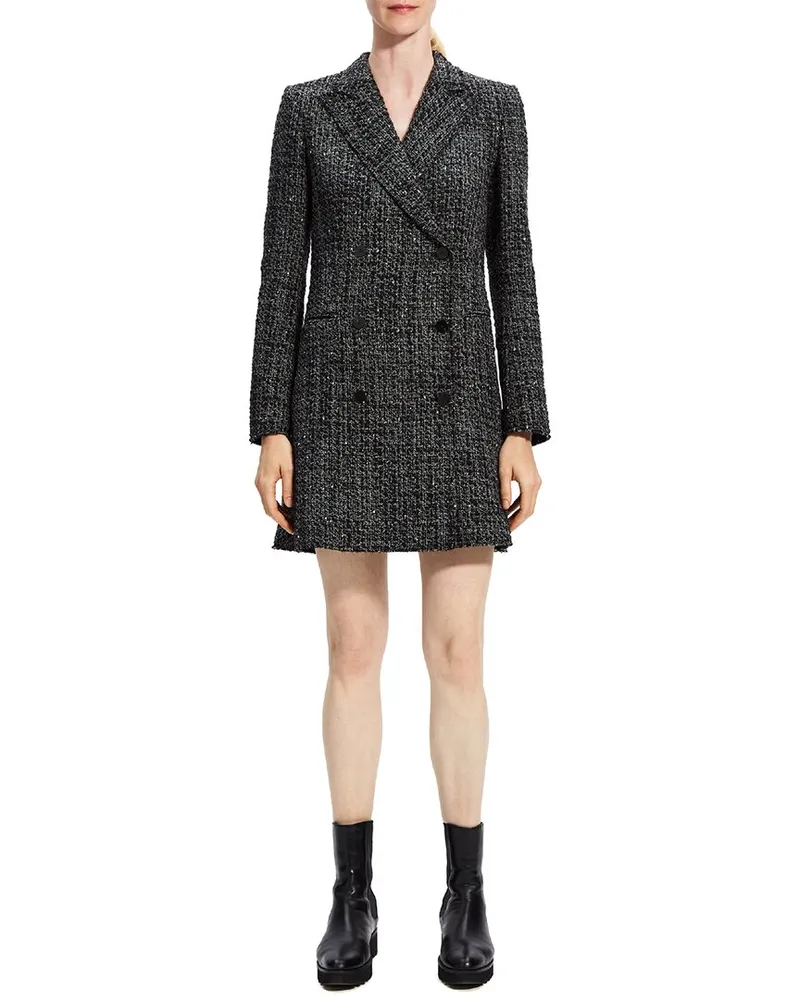 Theory Double-Breasted Wool-Blend Blazer Black