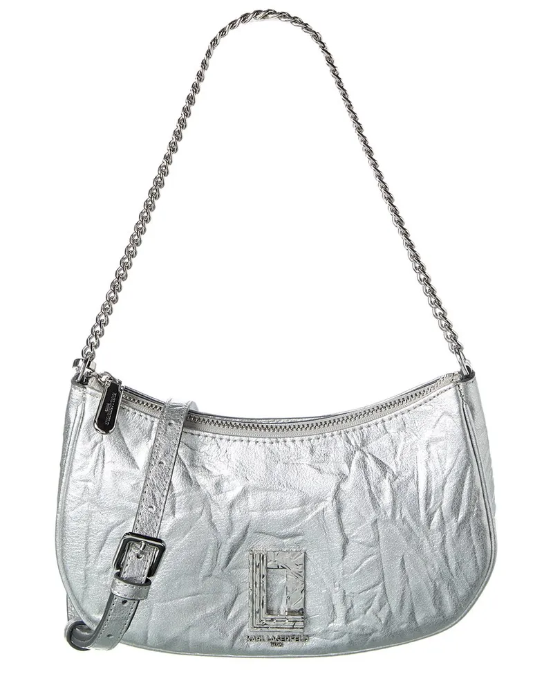 Karl Lagerfeld Lafayette Leather Crossbody Silver