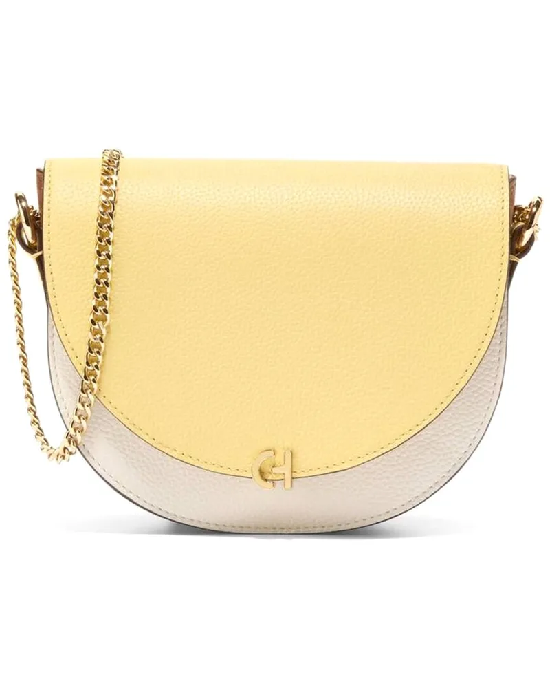 COLE HAAN Evie Chain Leather Saddle Bag Yellow